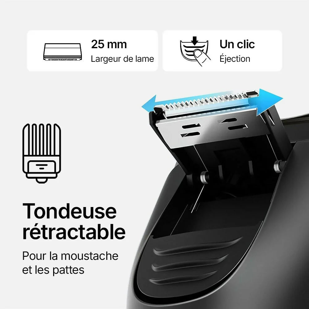 Rasoir électrique V1Pro – Lames 4D ultra-précises et tondeuse intégrée pour un rasage net et confortable