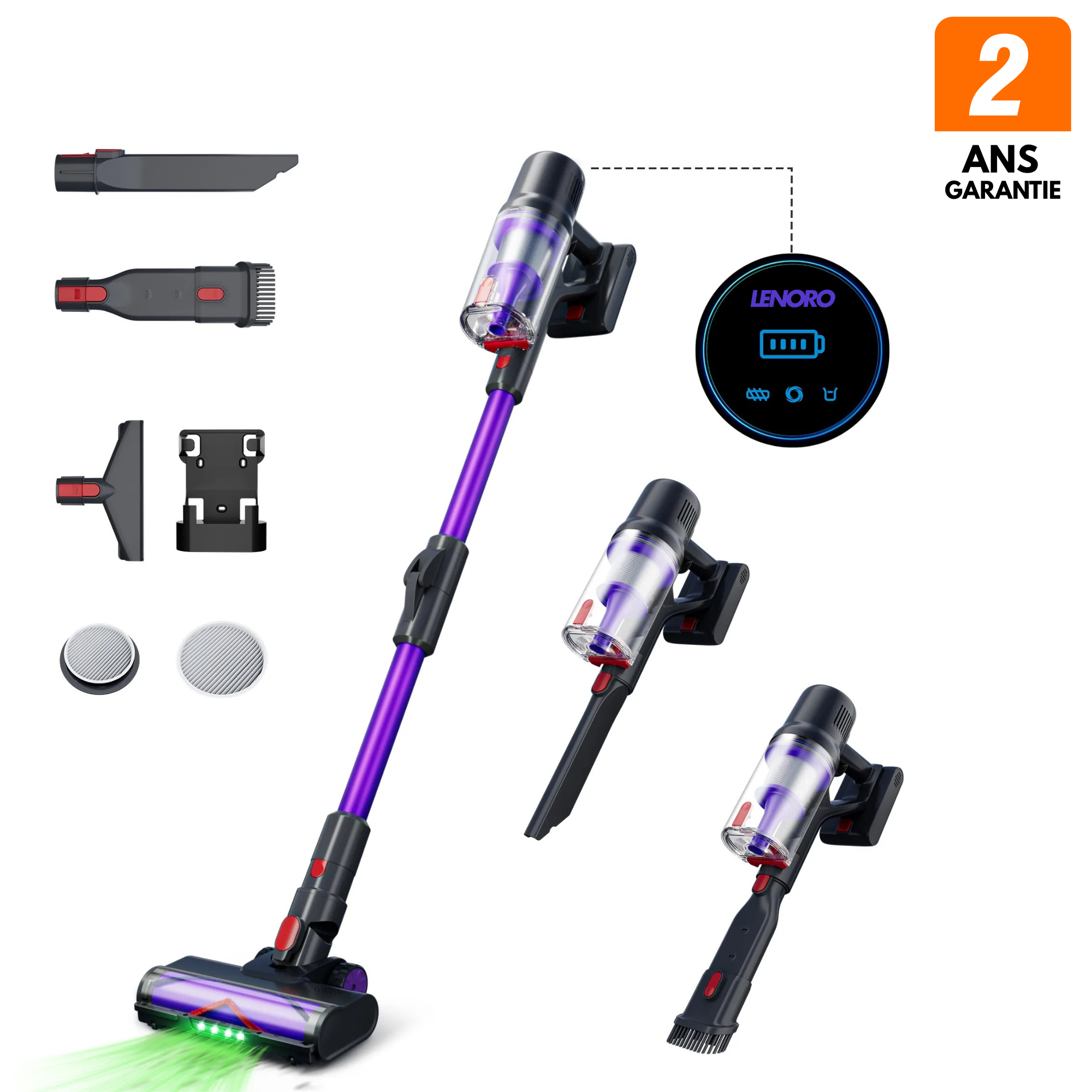 Aspirateur balai V9 Pro – Moteur ultra-puissant 100 000 tr/min pour une performance exceptionnelle