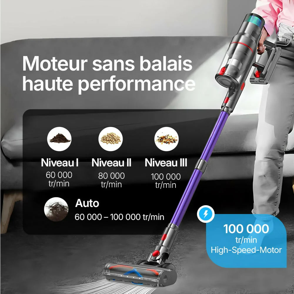 Aspirateur balai V9 Pro – Moteur ultra-puissant 100 000 tr/min pour une performance exceptionnelle